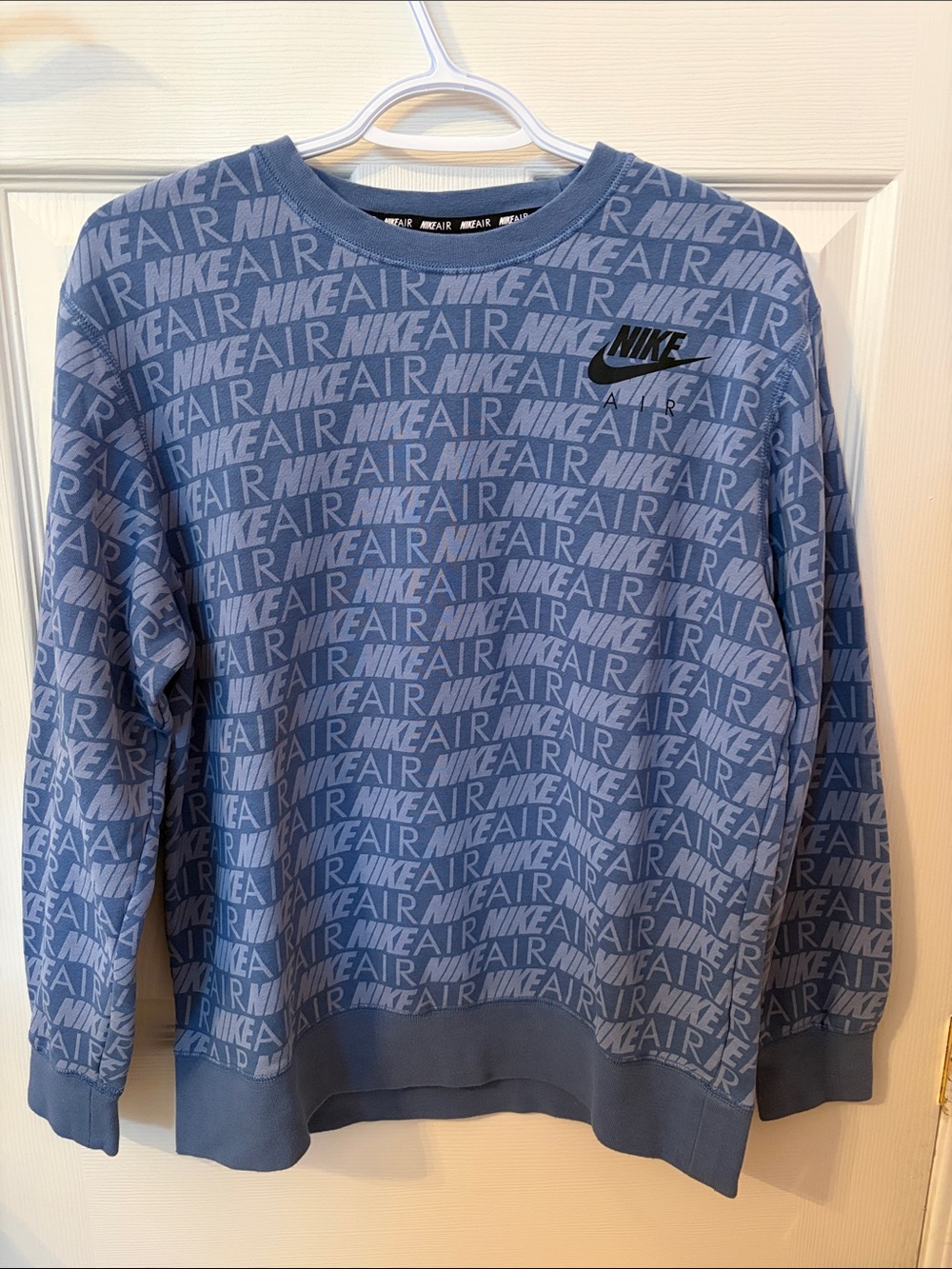 Nike Light Blue Allover Logo Crewneck Sweatshirt